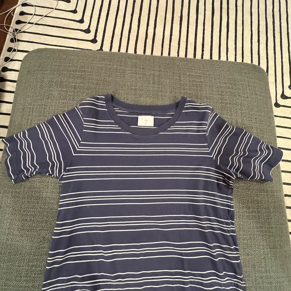 Blue and white striped tee